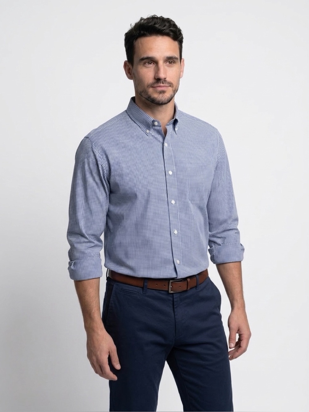 Men's Blue & White Gingham Shirt